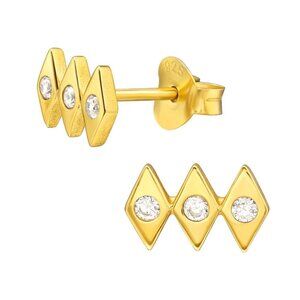 14k Gold Vermeil Geometric Earrings with Dazzling Gemstones